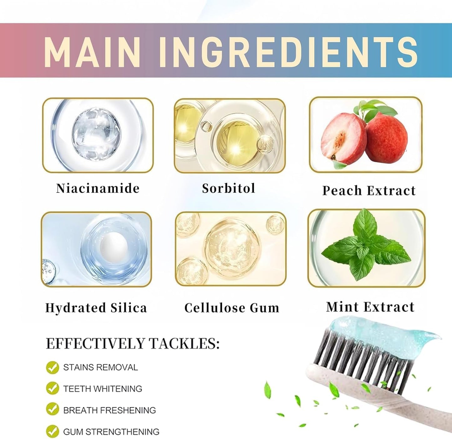 Niacinamide Whitening Toothpaste, Niacinamide Toothpaste, Whiter Teeth & Fresh Breath,Enamel Safe Whitening & Stain Removal Naturall,Repair and Protect Teeth 100g