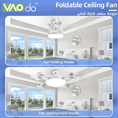 4 Head Drone Fan Lights, E27 Screw in Ceiling Fans, Folding Ceiling Fans with Lights, Light Bulb Fans with Remote, 3 Colors, 3 Speeds, for Bedroom, Living Room, Kitchen, Garage, Gazebo, Small