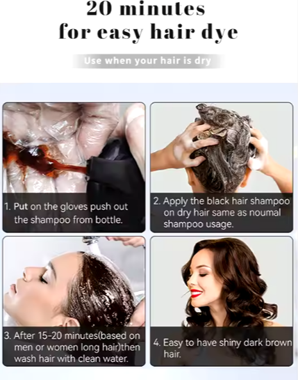 Instant Hair Dye Shampoo (420ml) Sufficient for 2 Months
